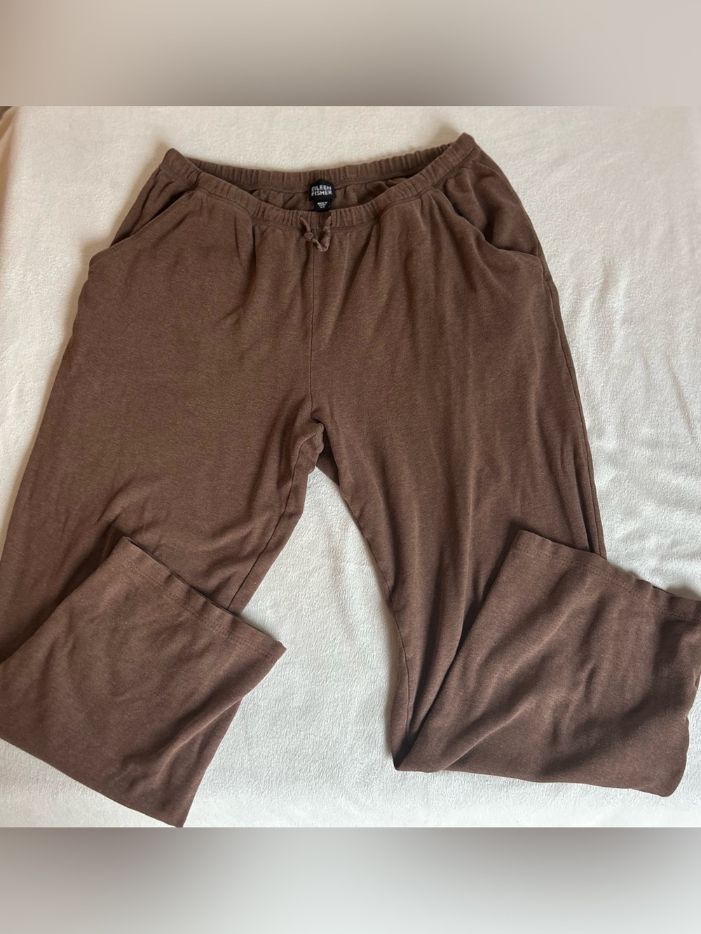 Eileen Fisher 💯 Cotton Chocolate Brown Cropped Knit Pants